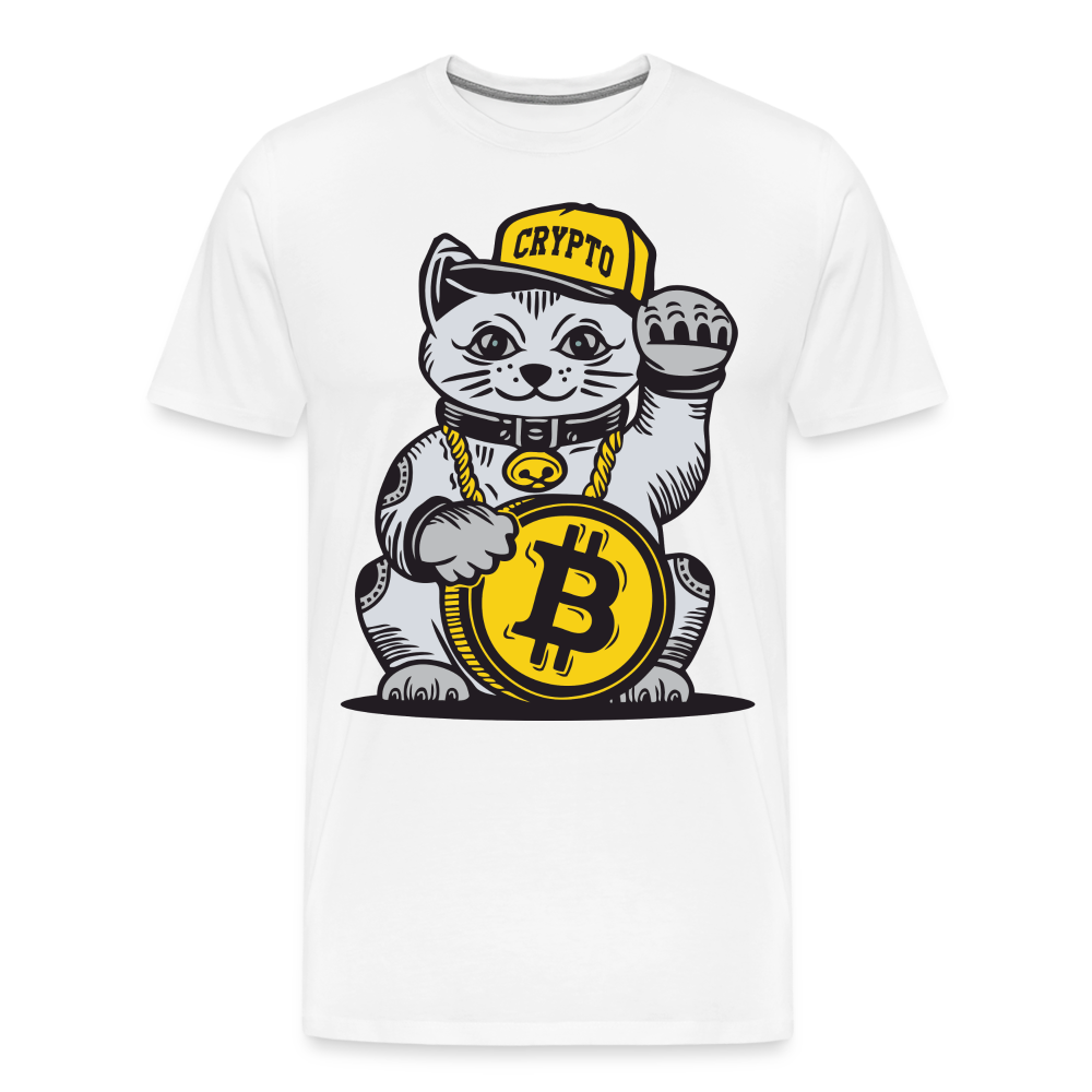 Winke Katze Bitcoin Premium T-Shirt - weiß