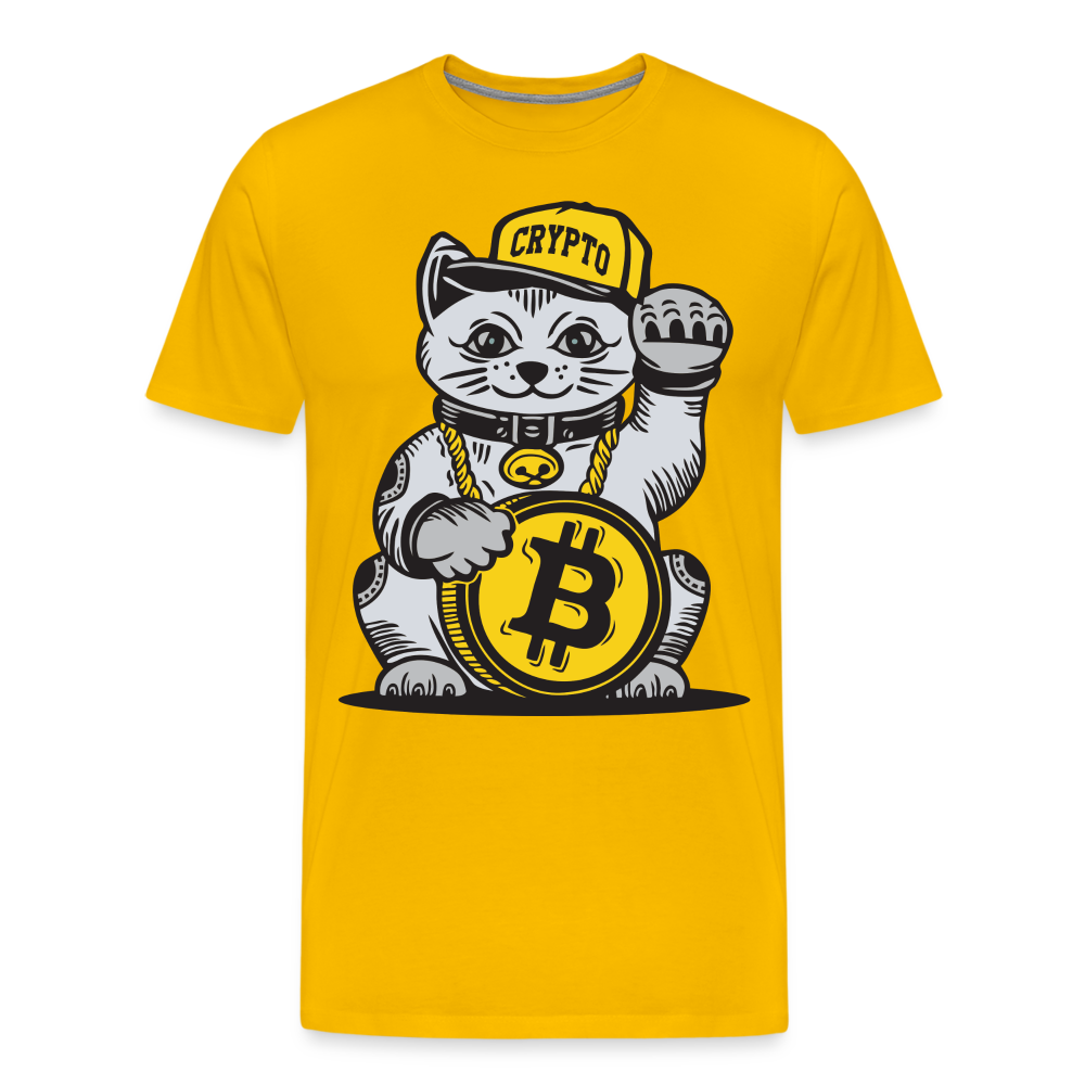 Winke Katze Bitcoin Premium T-Shirt - Sonnengelb